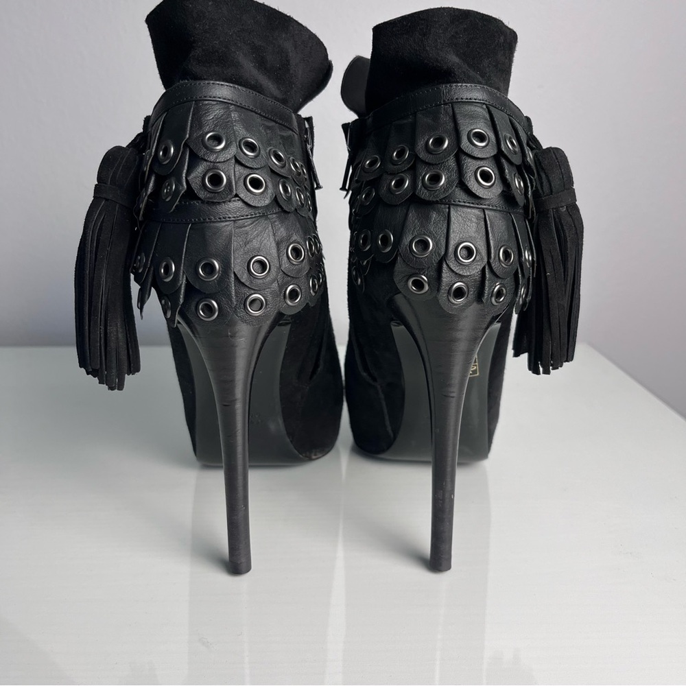 3.1 Philip Lim Womens Black Suede Leather Fringe Tassel Booties Size 35 US 4.5 - Picture 5 of 16